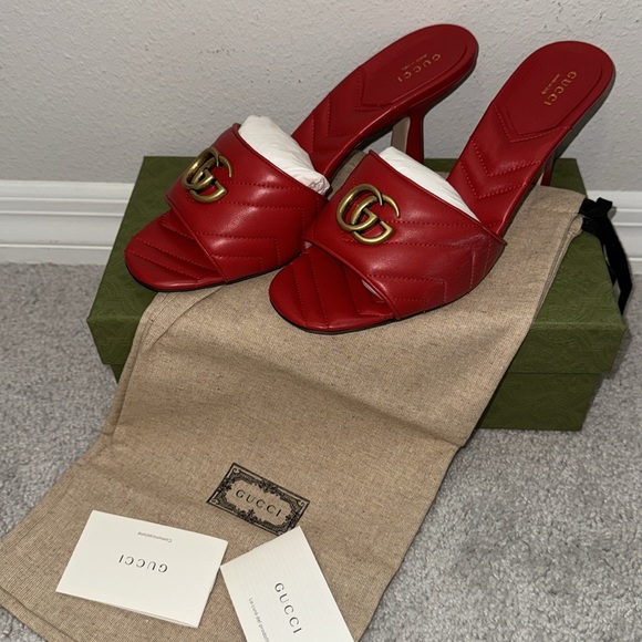 Gucci Marmont Leather Red Mules! - Picture 3 of 3